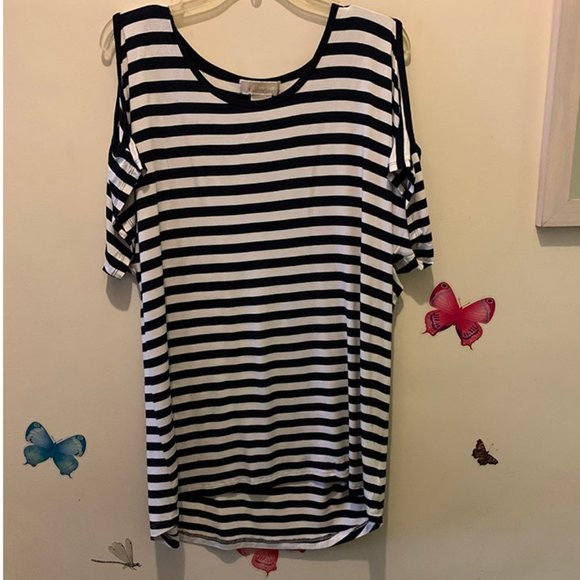 Michael Kors - Striped Cold Shoulder Top - Picture 2 of 5